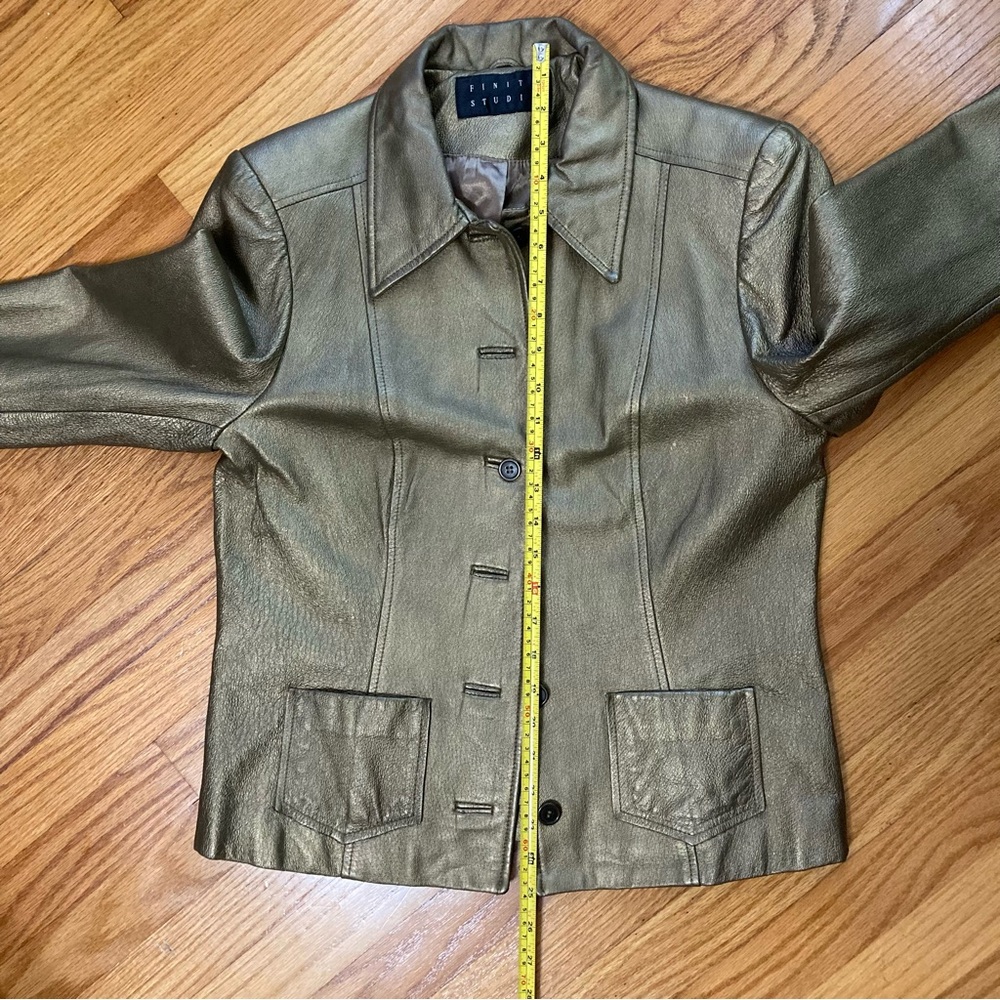 Real Leather Gold Button Down Jacket - image 7